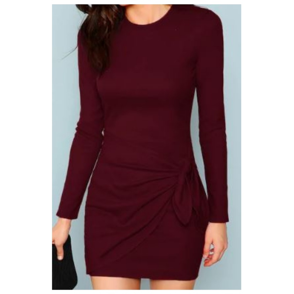 NWOT: Self Knot Burgundy Bodycon Dress | Size: S
